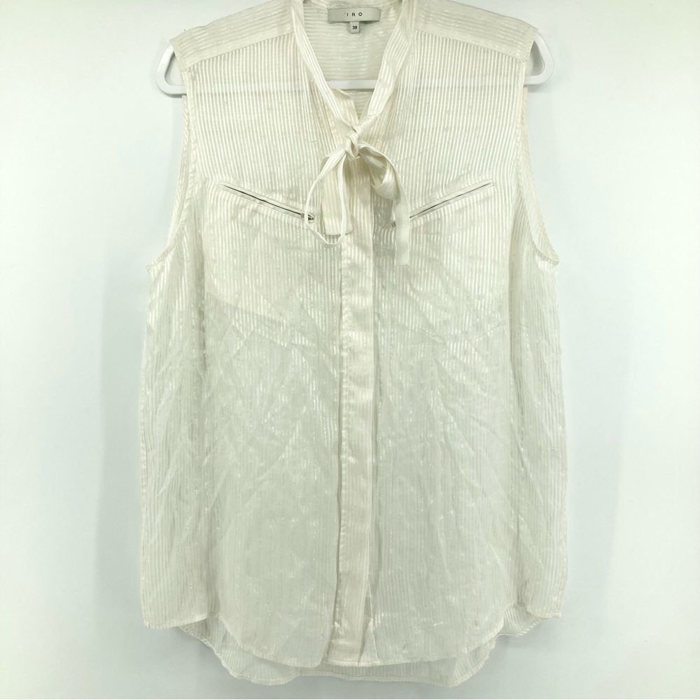 IRO Kole White Silk Sheer Sleeveless Blouse Top